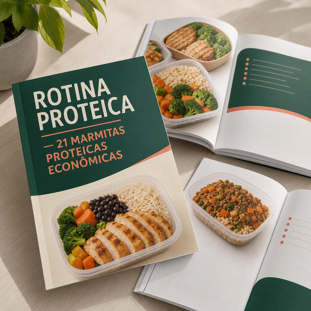 páginas impressas com capa do PDF Rotina Proteica — 21 Marmitas Proteicas Econômicas